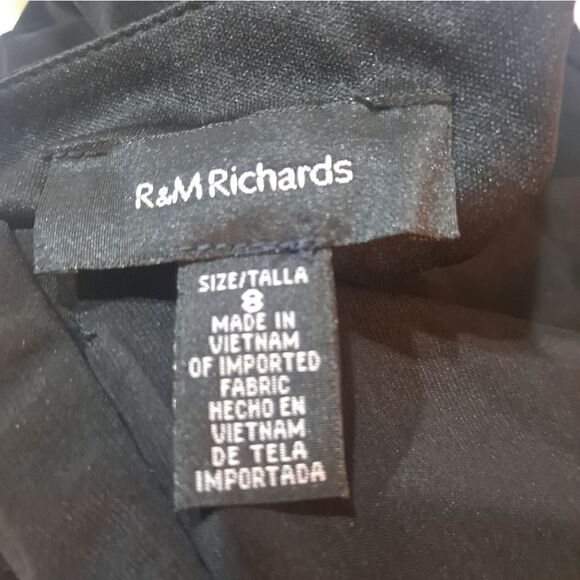 R&M Richards Dress Womens Size 8 Black Short-Sleeve Faux-Wrap Waist Embellished - Picture 5 of 7